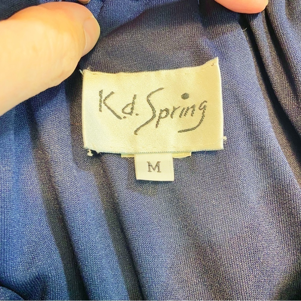 Kd Spring Vintage Rayon Blue Patchwork Velvet Hem… - image 5